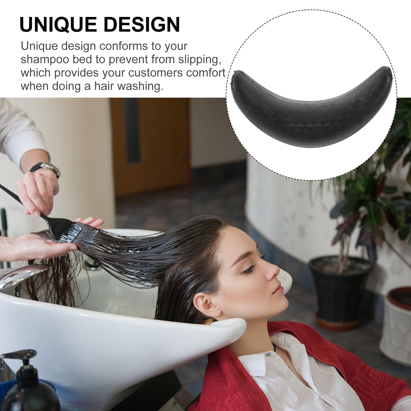 Healifty Shampoo Bowl Cuscino cervicale in Gomma per capelli e cervicale, per parrucchieri, lavabo, vasca da bagno, strumento (nero)