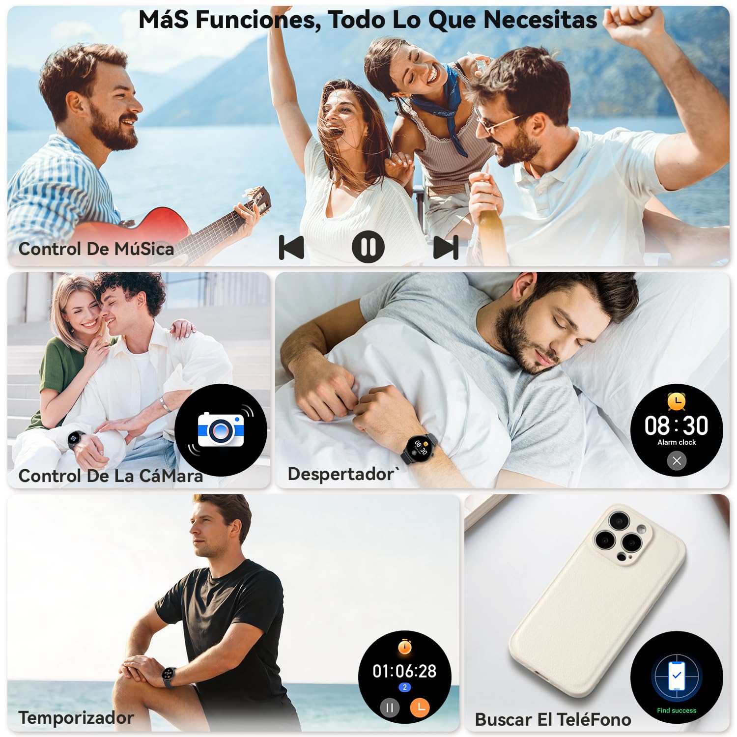 Reloj Inteligente Hombre Mujer Smartwatch con Llamadas: Impermeable Fitness Tracker Bluetooth Digital Smart Watch Deportivo Pulsera Actividad Podómetro Pulsómetro Monitor de Sueño para Android ios
