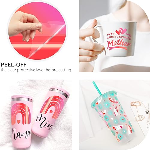 Miniatura 5 de TECKWRAP Vinilo adhesivo adhesivo inteligente cromado rosa opal, 13 pulgadas x 5 pies, vinilo para proyectos de calcomanías artesanales, compatible