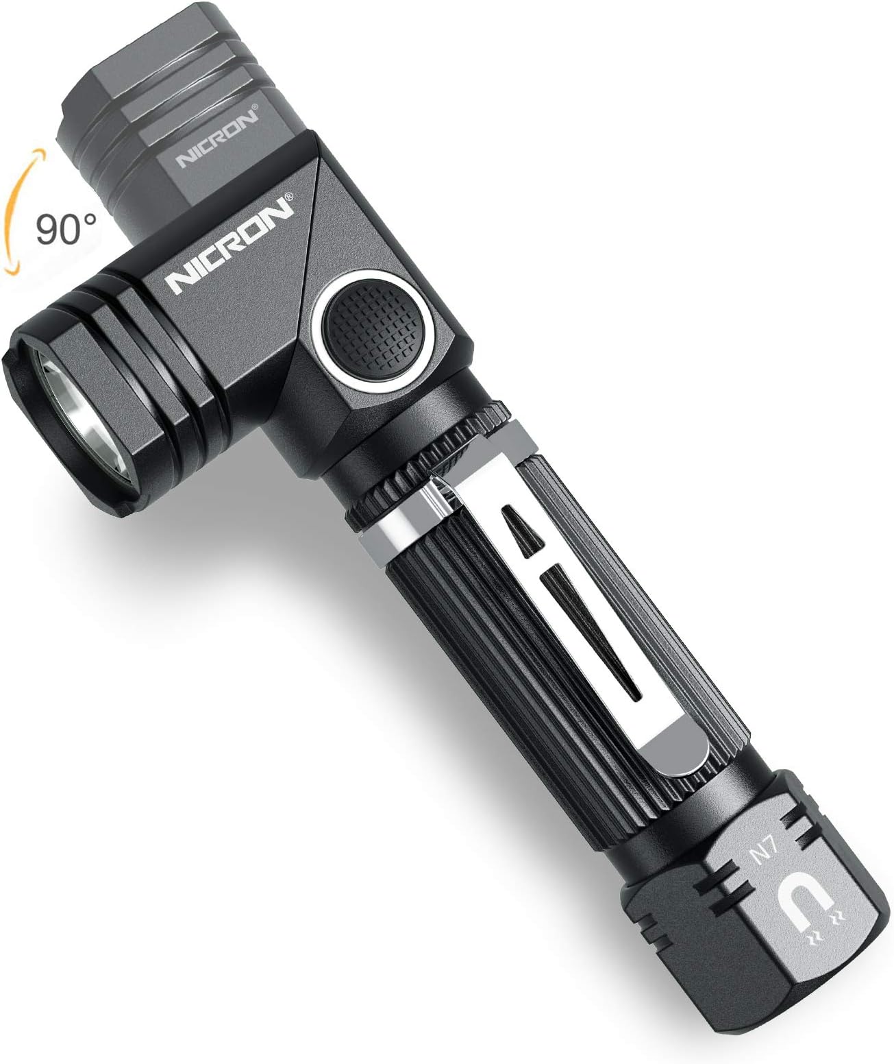 Flashlight, N7 600 Lumens Tactical Flashlight, 90 Degree Ip65 Waterproof Led Mini Flashlight 4 Modes- Best High Lumens are for Camping, Outdoor, Hiking （Not Including Batteries） Gift