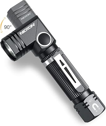 NICRON Flashlight, N7 600 Lumens Tactical Flashlight, 90 Degree Ip65 Waterproof Led Mini Flashlight 4 Modes- Best High Lumens are for Camping, Outdoor, Hiking Not Including Batteries Gift