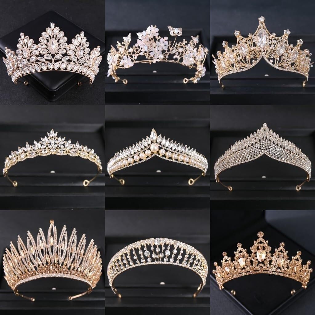 Crystal Tiara for Women, Rhinestone Bridal Crown, Princess Headdress for Weddings, Proms & Special Occasions