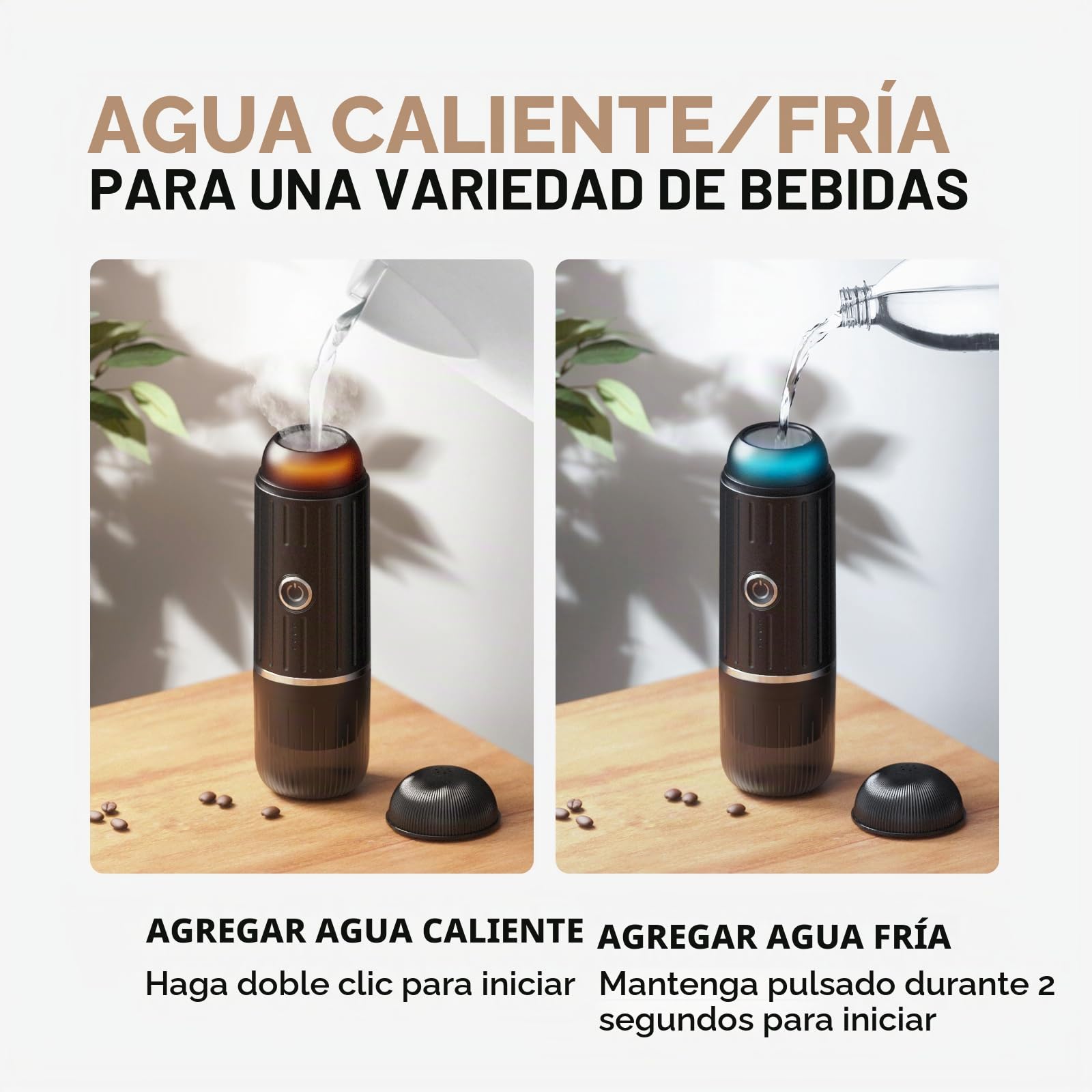 Máquina de espresso portátil, recargable, eléctrica, 12 V, calentamiento con un clic, máquina de café automática, compatible con cápsulas NS y café molido para camping, viajes, hogar (Verde)