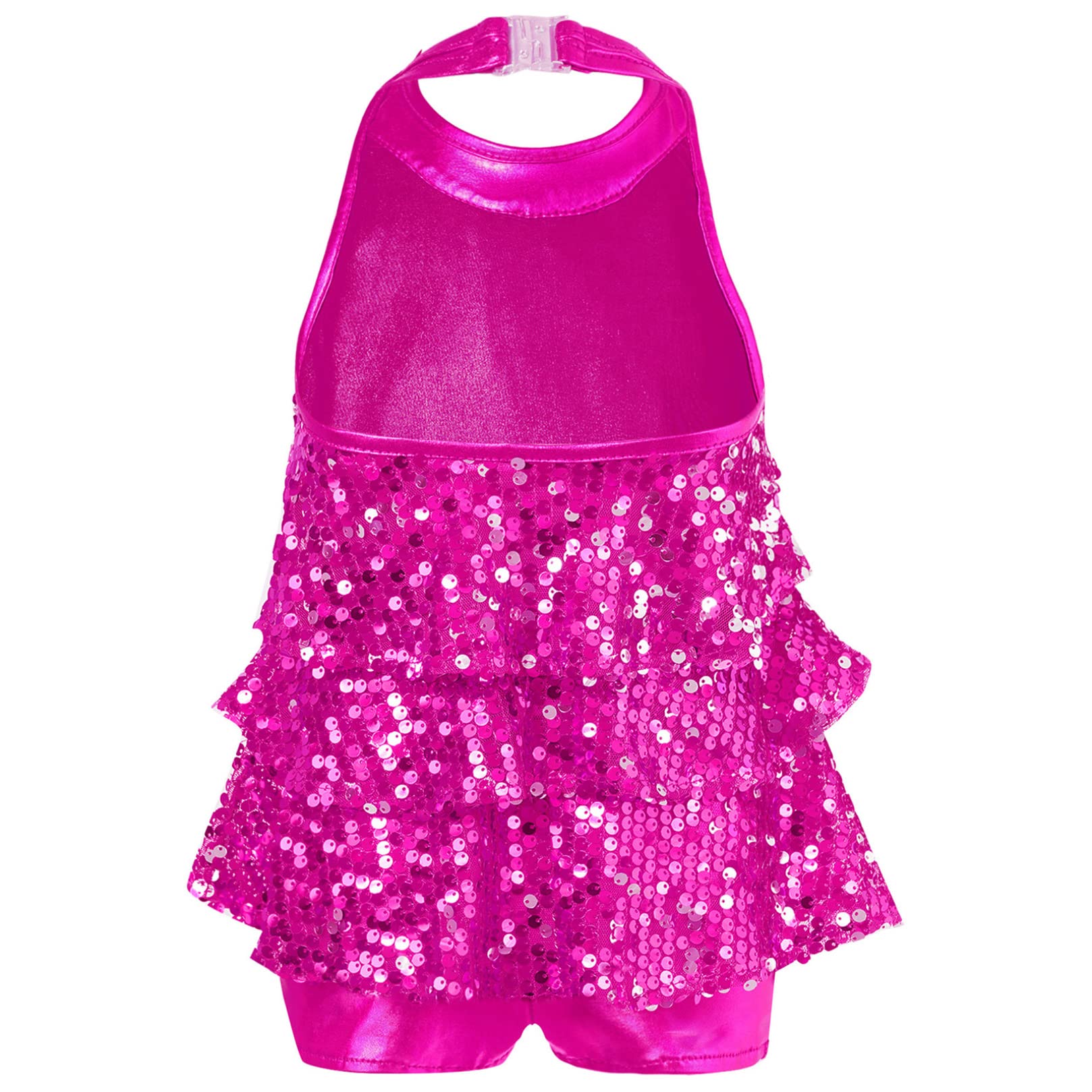 ranrann Enfant Fille Robe Danse Paillette Costume Danse Moderne Jazz Hip hop Robe Danse Latine Brillant Justaucorps Gymnastique Costume Spectacle 6-16 Ans