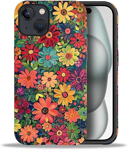 Miniatura 68 de Funda para iPhone 11 Pro Max, flores rojas coloridas 2 en 1, carcasa rígida + silicona, a prueba de golpes, protección contra caídas compatible con