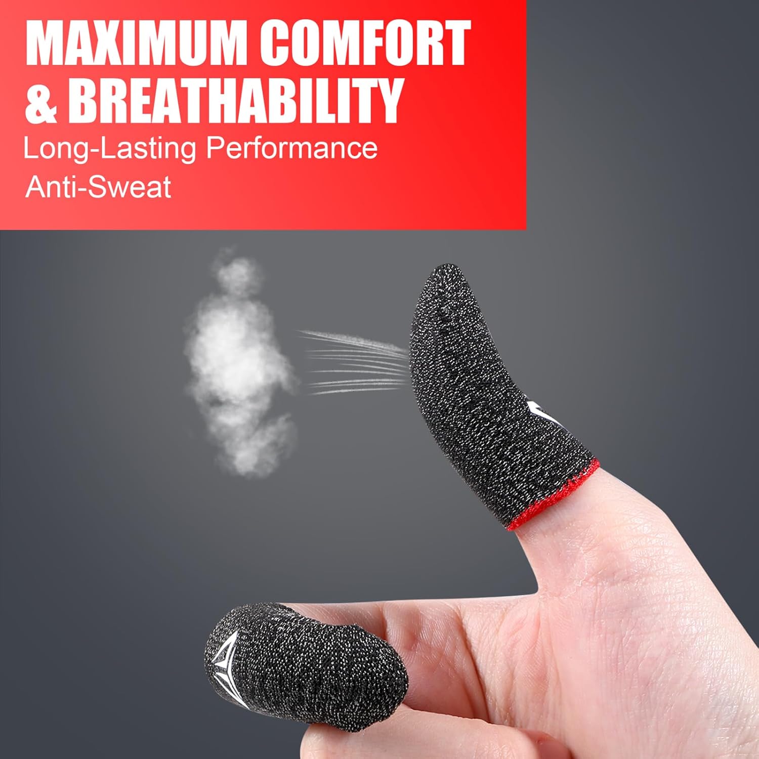 Gjinxi Mobile Phone Gaming Finger Sleeves, Anti-Sweat Extremely Thin Gamer Thumb Sleeves, Superconducting Fiber Finger Covers, Smooth Operation Finger Protectors, Suitable For All Touch Screen Devices