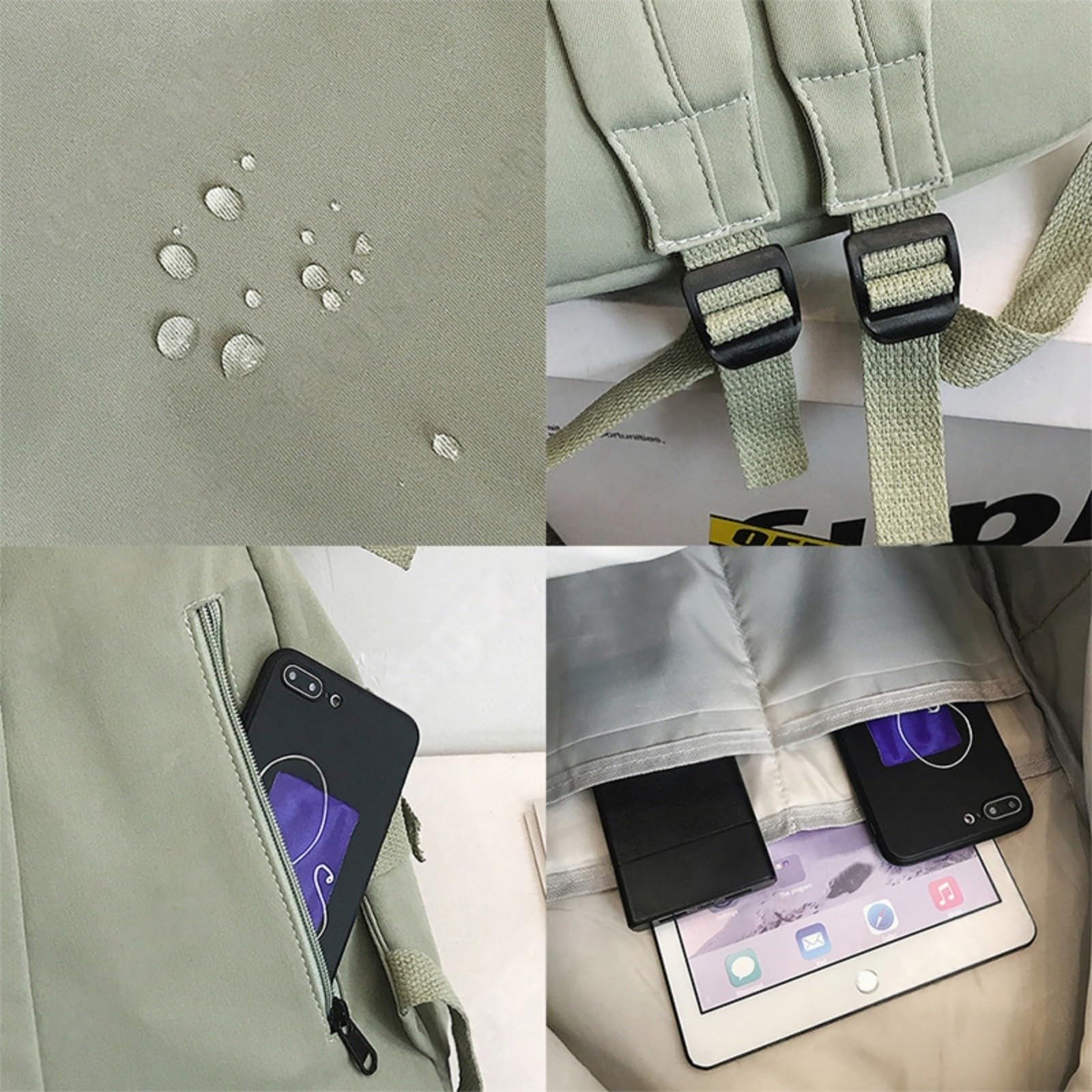 Zaino Multi Tasca Fibbia Zaino, Borsa Scolastica Leggera per Laptop Gli Studenti Universitari Uomini Donne Viaggio Giornaliero-Black