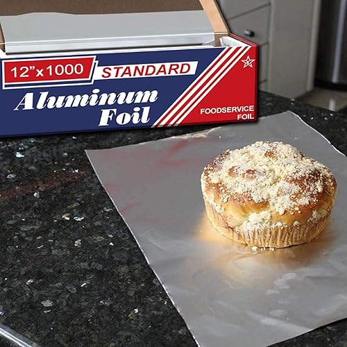 Miniatura 7 de Pokanic Rollo de papel de aluminio de 12 pulgadas x 1000 pies de largo, tamaño y resistencia industrial, envoltura de papel de aluminio de grado