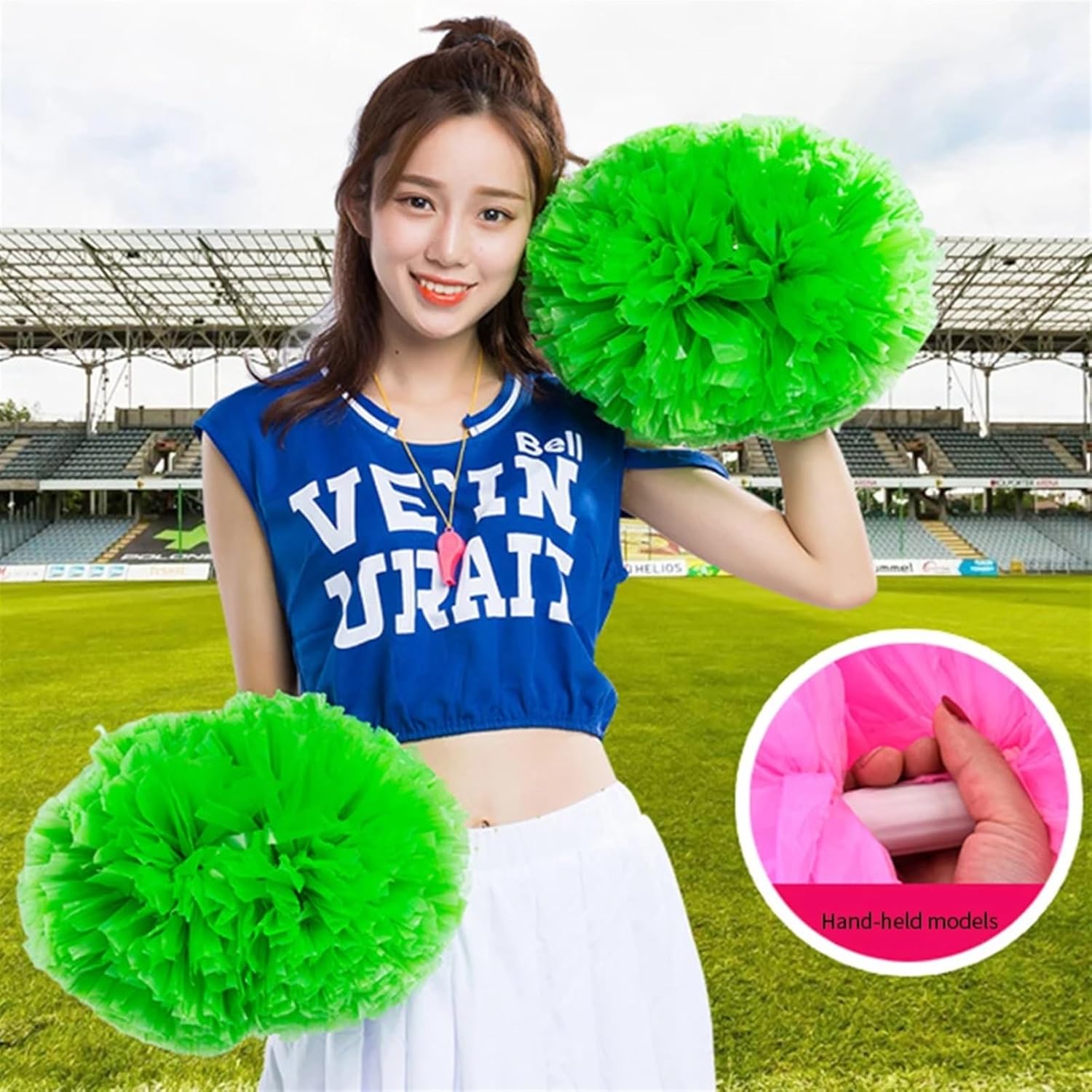 Dance Cheerleading Pompoms, Cheerleading Pom Poms 2 Pcs Multicolor 32cm Diameter