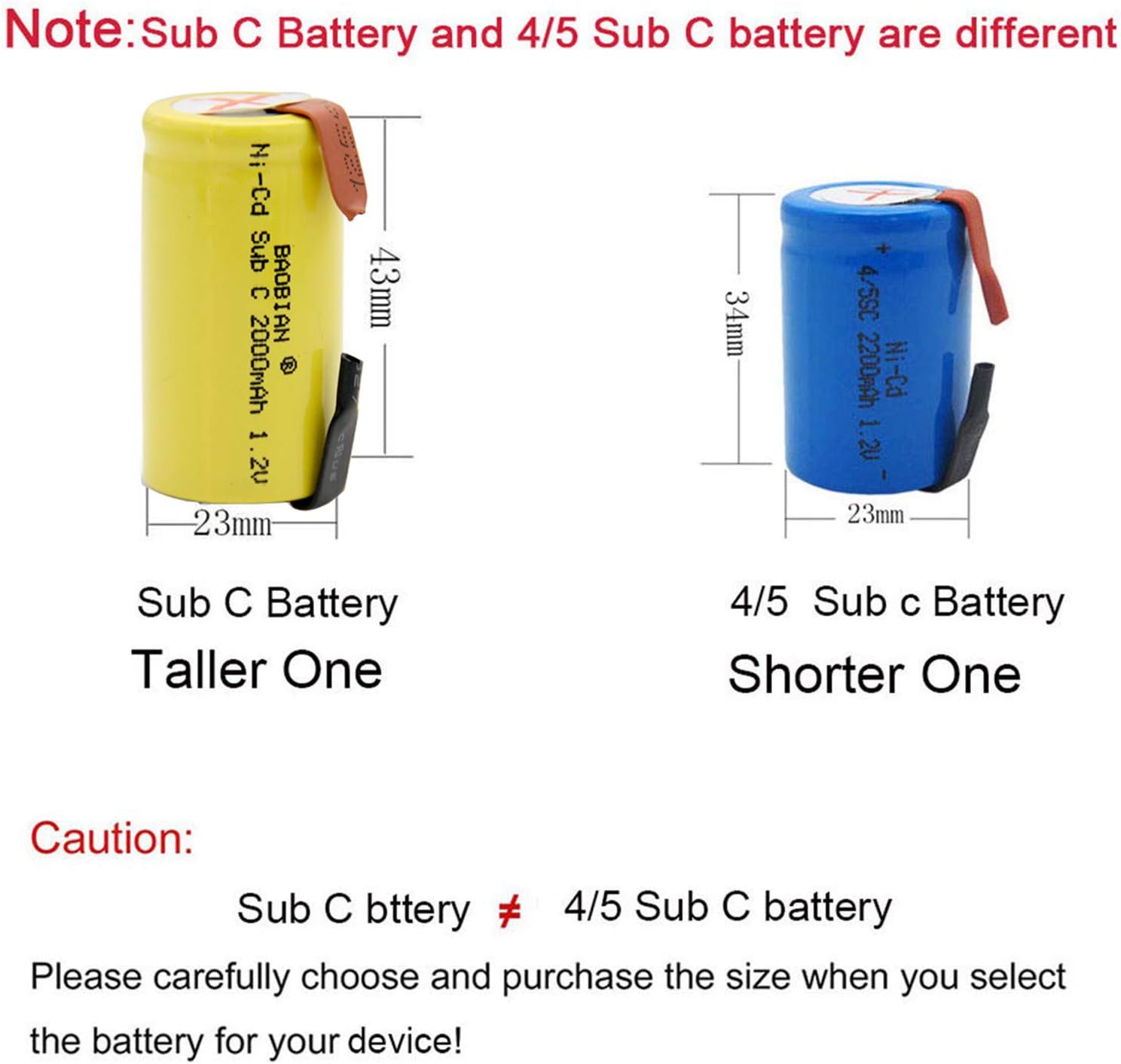 60% Off Discount BAOBIAN 15 Pcs SubC Sub C 2000mAh 1.2V Ni-CD Rechargeable Battery Cell with Tabs for Power Tools Solder Tabs