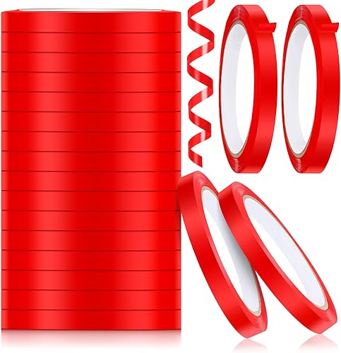 Outus Paquete de 12 cintas selladoras de bolsas de 3/8 pulgadas x 110 yardas, cinta de sellado de bolsas de polietileno roja para envasado, sellado