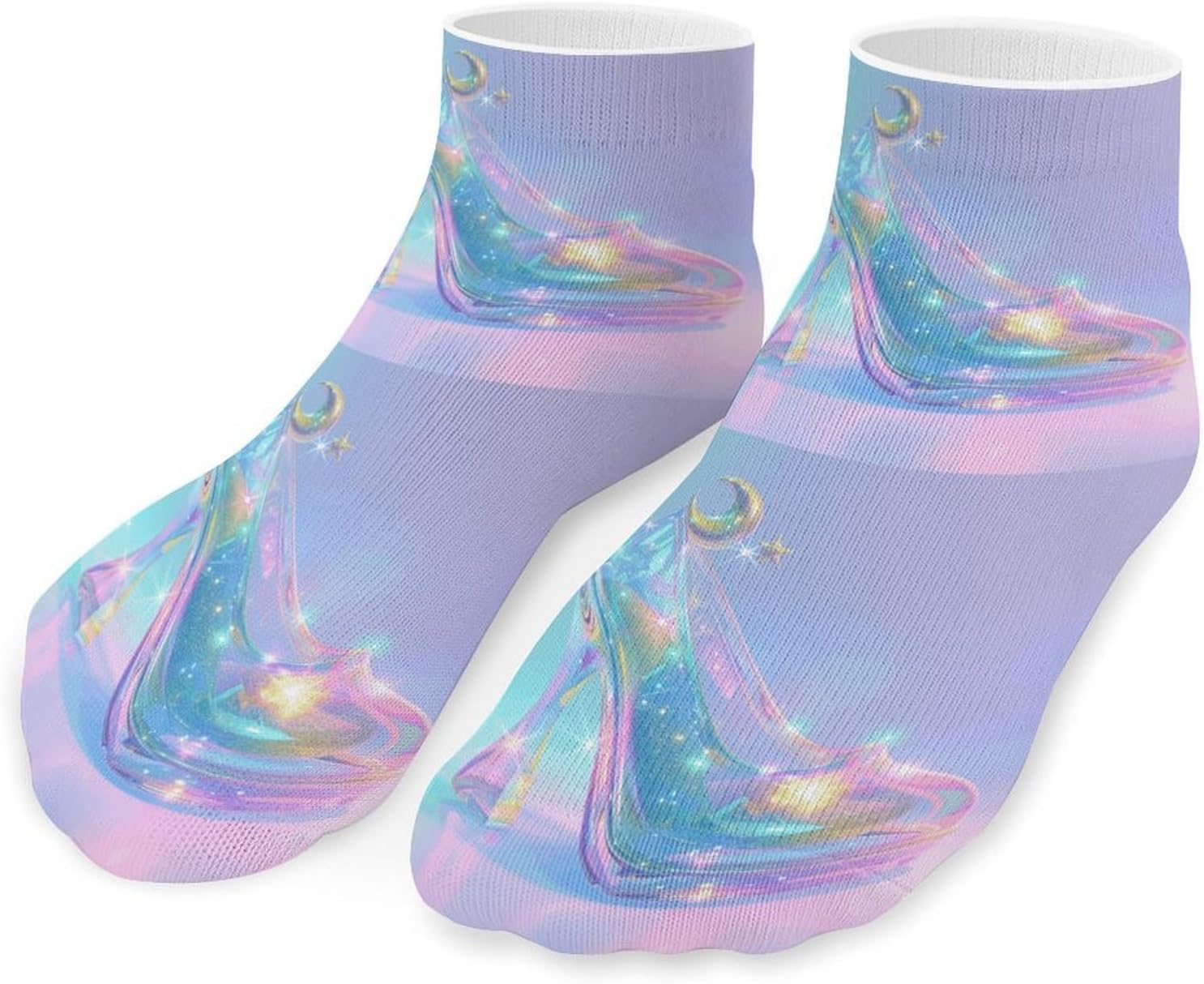 5 Pairs Star Glass Slippers Ankle Socks Breathable Low Cut Short Socks