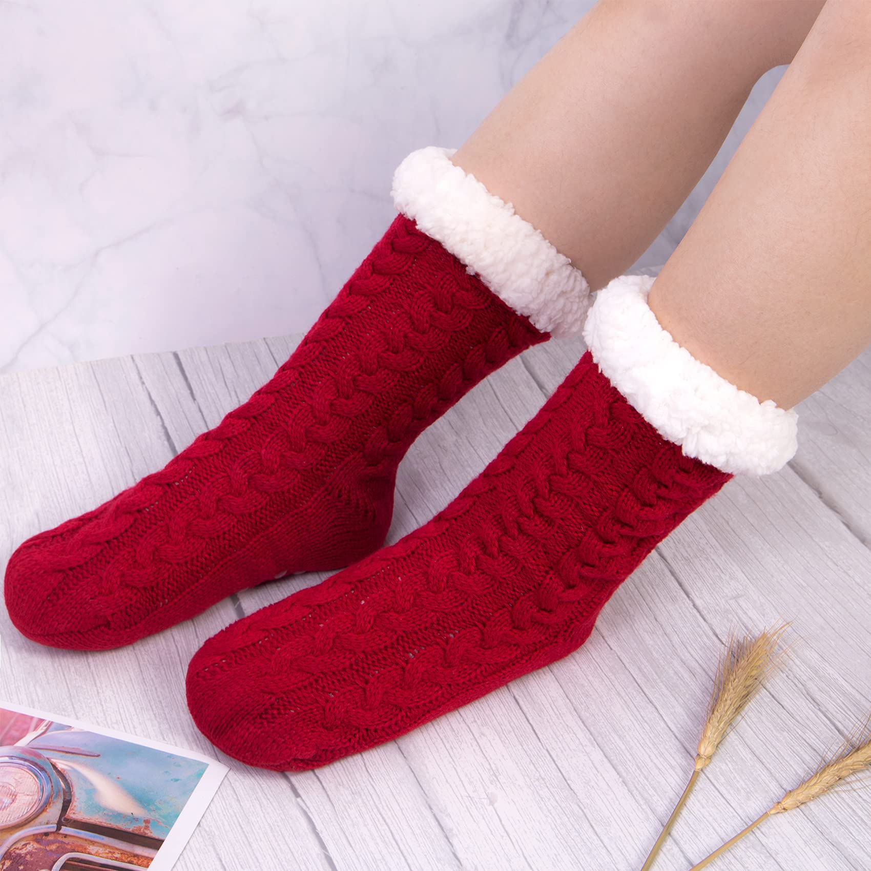 2 paia Calze da Donna Antiscivolo Termiche Calzini Donna Scalzini Antiscivolo Donna Invernali Calze Natale Capodanno Regalo