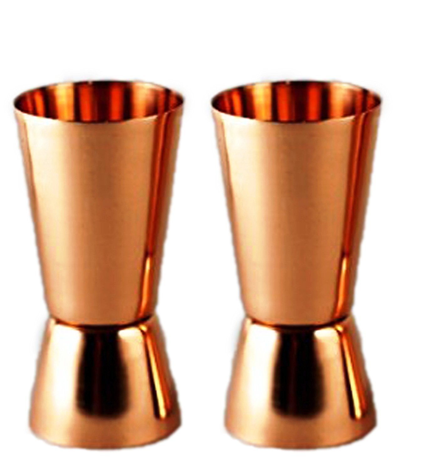 Parijat artisanale en cuivre pur à mesurer Mesureur Verres à shot double face Jiggers – 56,7 gram et 28,3 gram., Cuivre, marron, 1 and 2 Ounce