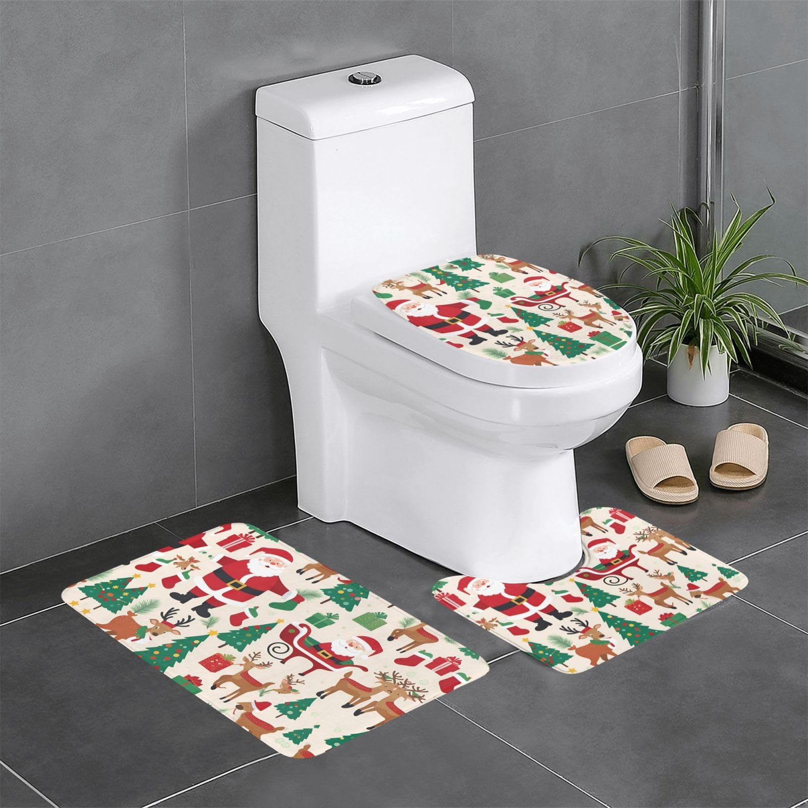Tapis de salle de bain haut de gamme WHJSSF 61x40,6 cm lot de 3 arbres de Noël durables