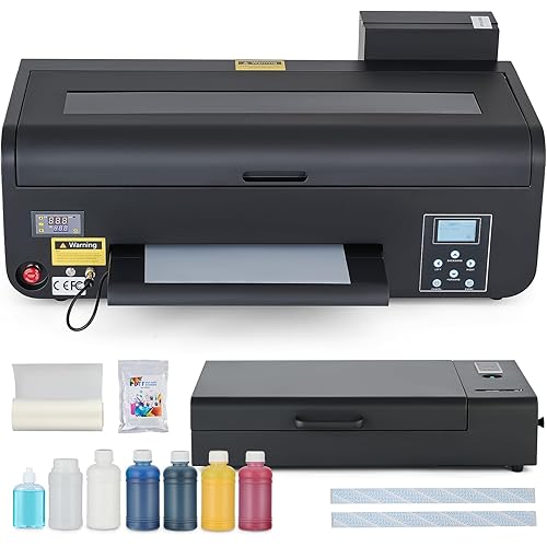CREWORKS A3 DTF Printer, XP600 Transfer Printing Machine with White Ink Circulation & Stirring System, Auto Cleaning DTF Transfer Printer, T-Shirt Direct to Film with Oven Film Roll & Inks