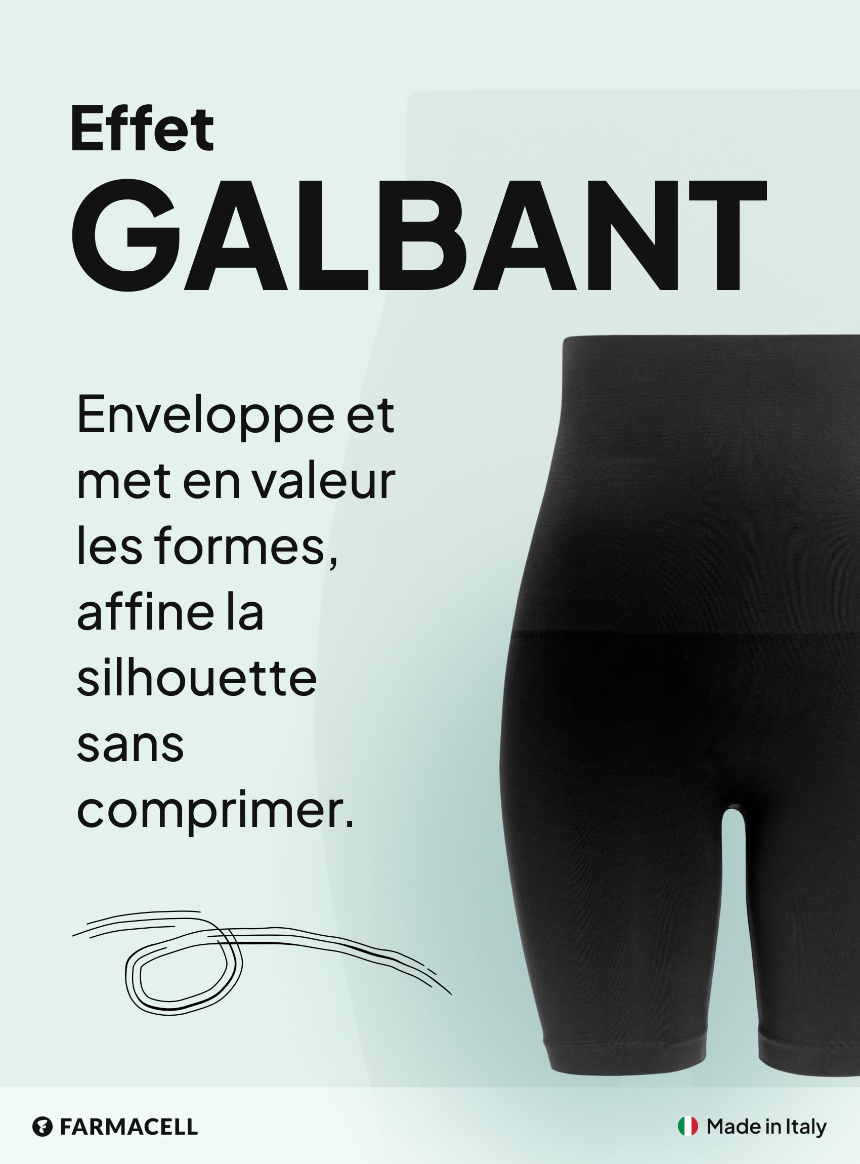 Farmacell Panty Gainant Femme Anti-Cellulite à Effet FIR, Taille Haute Rabattable, Made in Italy, 603Y