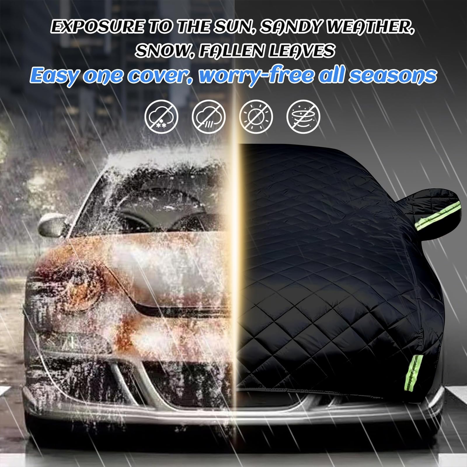 Bache Voiture Exterieur Anti-grêle pour Toyota Corolla Cross 2021-2026, Housse Voiture Protection Extérieure Imperméable Anti-UV Neige Pluie, avec Bandes Réfléchissantes