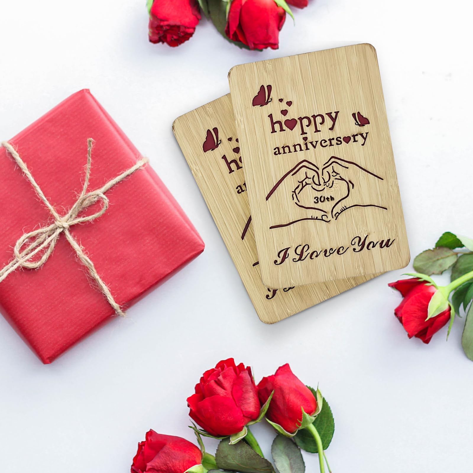 Tarjetas De Aniversario De Madera: Tarjetas De Bambú Hechas A Mano Para Aniversarios De Bodas Regalos Ideales Para Esposos Esposas Novios Y Novias Tambien Son Ideales Como Tarjetas De Aliento Y