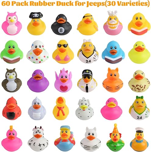 Miniatura 2 de Motiloo 60 patos de goma, mini Jeeps de goma Duckie juguetes para niños, juguetes de baño a granel, regalos de cumpleaños, recuerdos de fiesta de