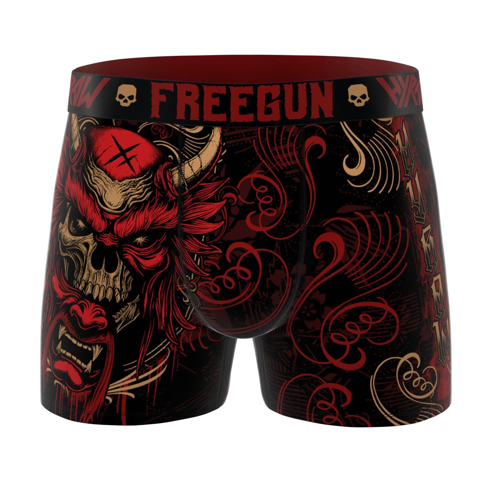 FREEGUN Boxer Caleçon Homme HYRAW, Lot de 4 | Homme, Coupe Ajustée, Imprimés originaux, Sport, Ultra-doux, Respirant, Tissu extensible, Doublure 100% Coton, Ceinture Large