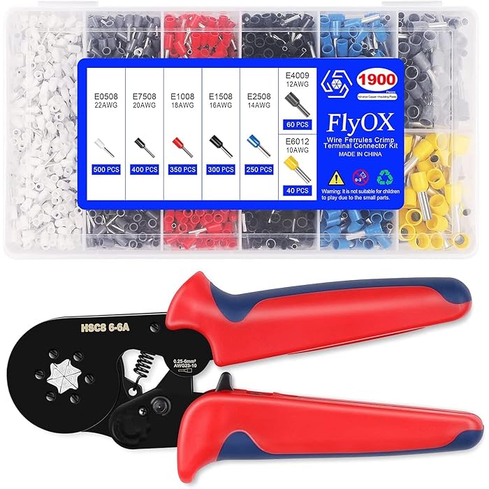 Buy Ferrule Crimping Tool Kit, FlyOX Hexagonal Sawtooth SelfAdjustable