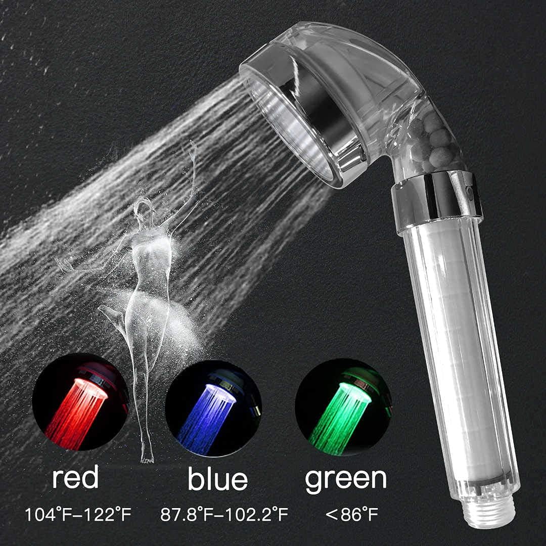 Shower Head with Filtration PP Cotton Filter, Water Saving Detachable Handheld High Pressure Showerhead with Hose and Bracket, 3 Modes Spray Shower for Dry Hair Skin SPA