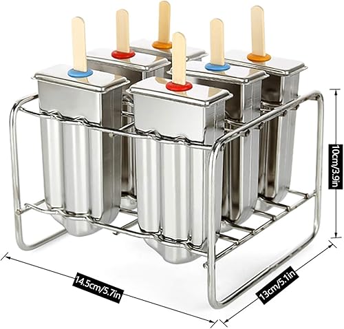 Miniatura 4 de 6 moldes de paletas congeladas de acero inoxidable, bandeja para congelador, molde comercial para paletas heladas, soporte para palitos de helado,