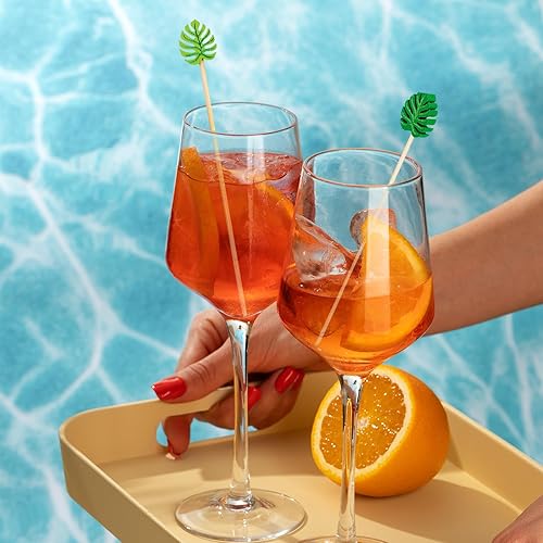 Miniatura 5 de 100 palillos de cóctel de hojas de Monstera tropicales de verano de 4.9 pulgadas, palillos de dientes hechos a mano, palillos de bambú desechables