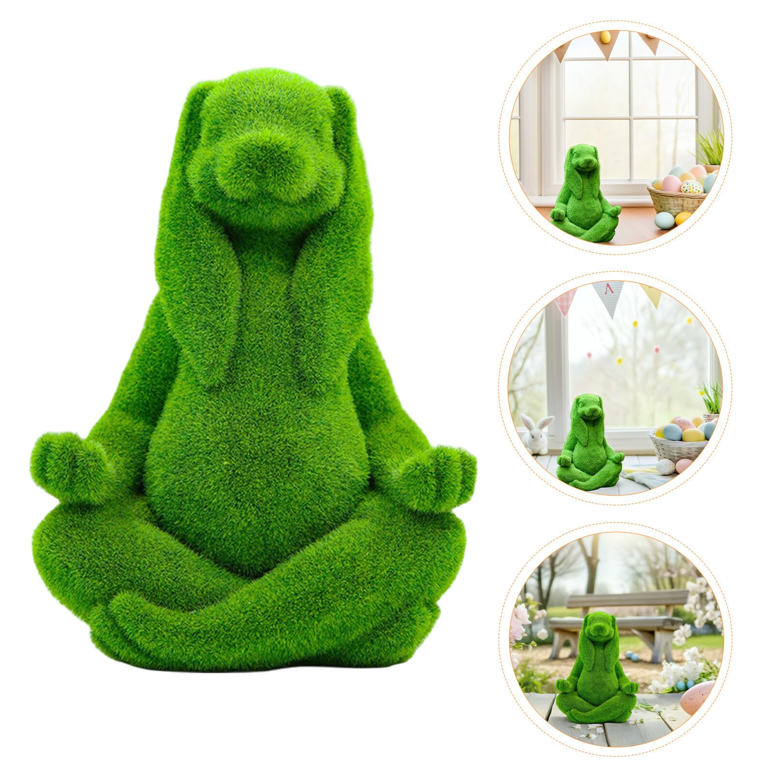 YARNOW Figurine de Lapin Méditant Floquée Verte en Résine, Décoration de Table Zen pour Intérieur et Jardin, Statue Lapin Assis, Ornement de Pâques, Accessoire Décoratif Printemps
