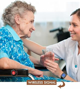 CallToU Wireless Caregiver Pager Call Button 500+Feet Nurse Alert System for Elderly Monitoring Waterproof Call Bell for Home 1 Receiver Wrist Pager 2 SOS Call Buttons