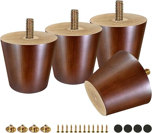 Miniatura 13 de FoDau770 Patas de Muebles de Madera de Caucho de 9 Pulgadas, Patas de Madera Rectas Cónicas de Mediados de Siglo para Sofá, Juego de 4, Patas