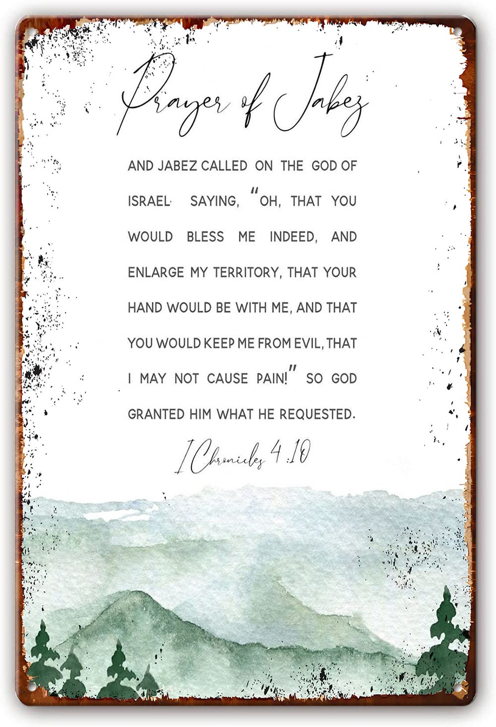 Prayer of Jabez 1 Chronicles 4 10 Scripture Wall Art, Christian Wall Art Poster Bible Verse Tin Sign, Christian Gift, Scripture Artwork, prayer Decor for Bedroom 8x12 Inch