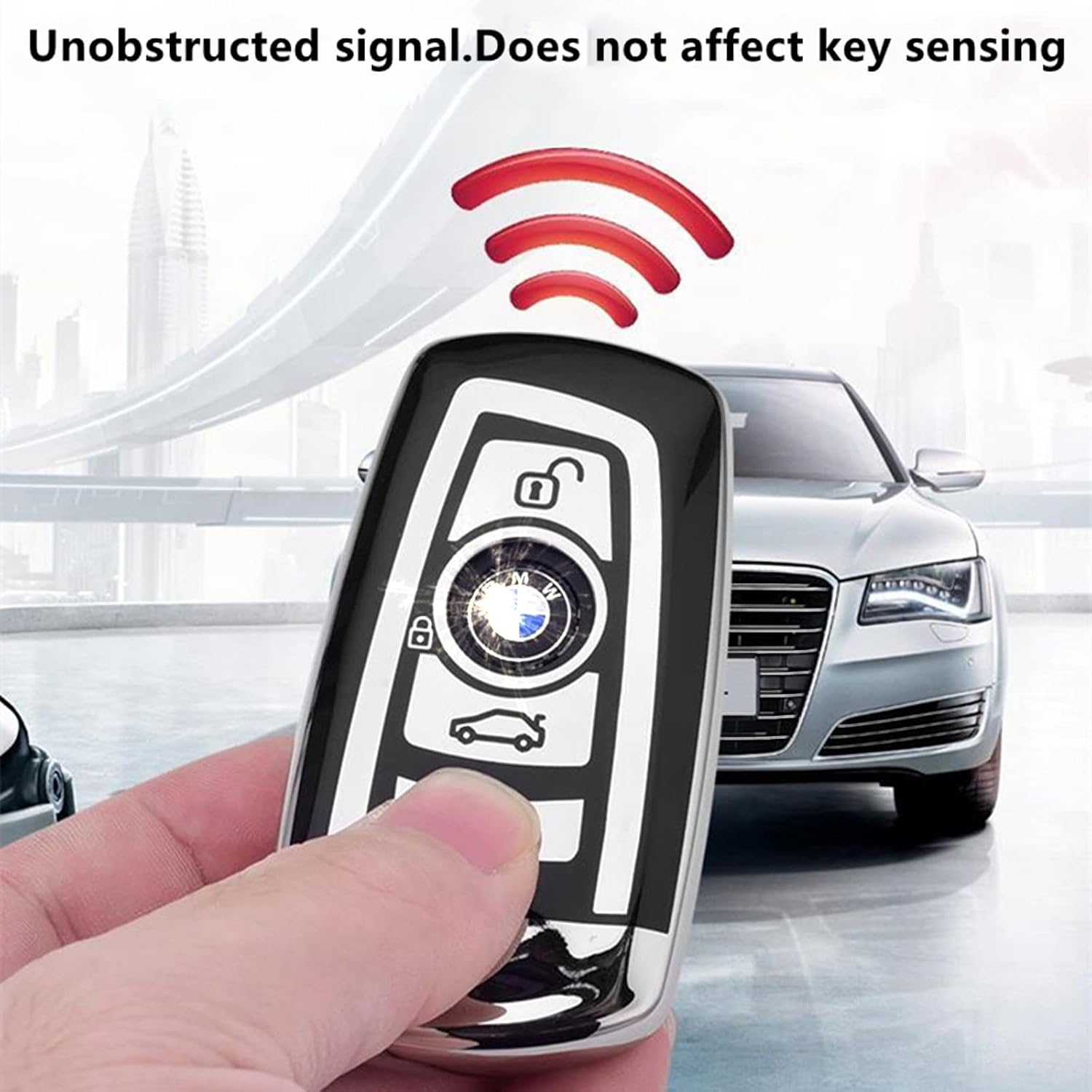 Creativity For BMW X5 Key cover and Key chain accessories (Silver set) image 5