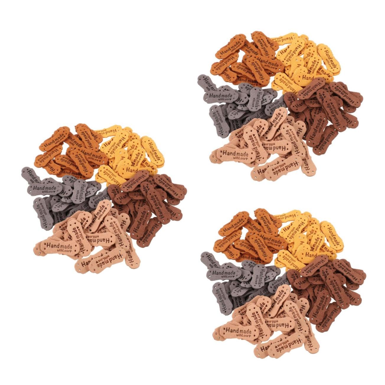 NUOBESTY 4 Ensembles Étiquette En Cuir Faite À La Main Marqueurs De Tissu Étiquette D'étiquettes À Tricoter Tissu Calicot Coudre Des Étiquettes Fait Main Vêtements 100 Pièces * 4
