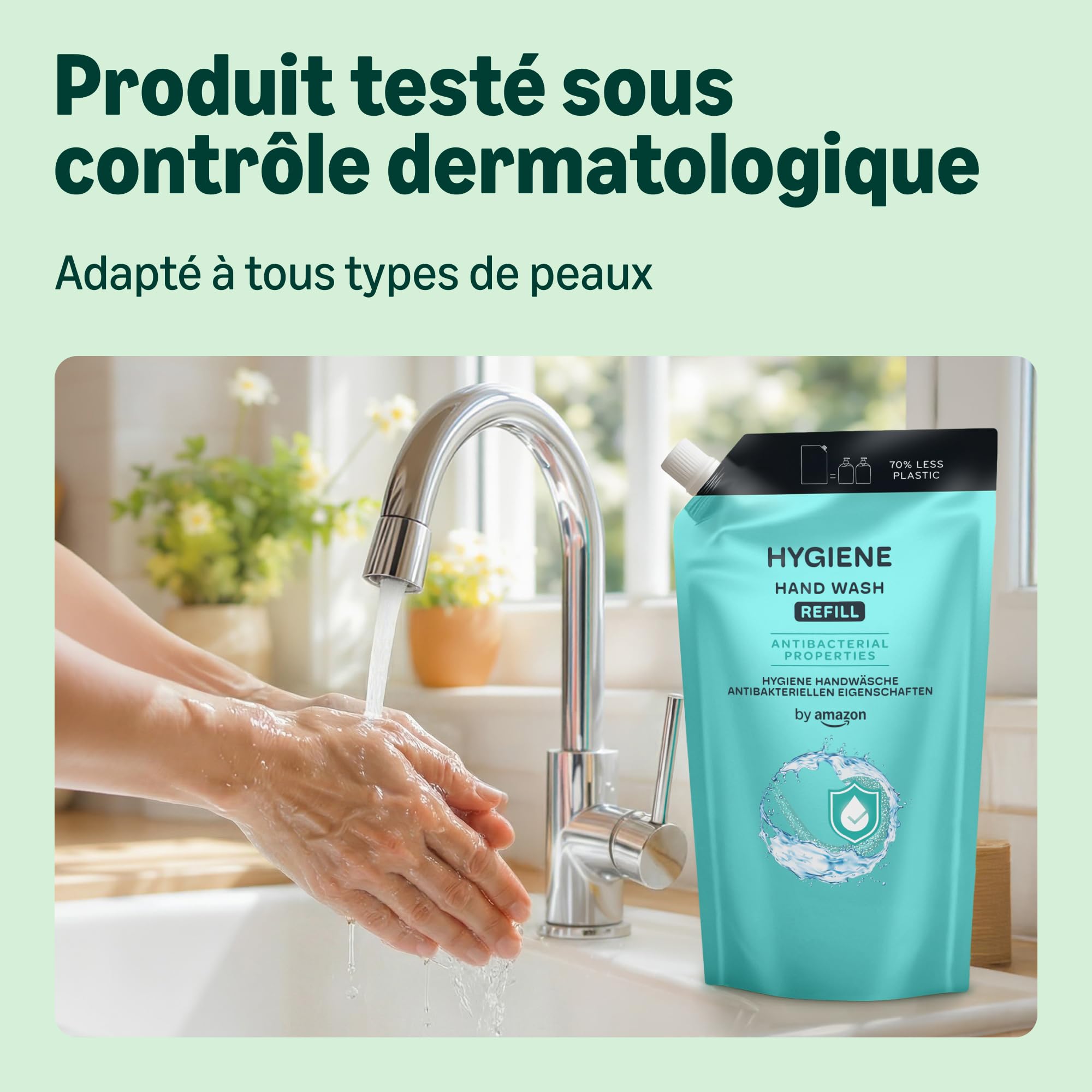 by Amazon Savon pour les main avec des propriétés antibactériennes (recharge), 2 x 1 000 ml