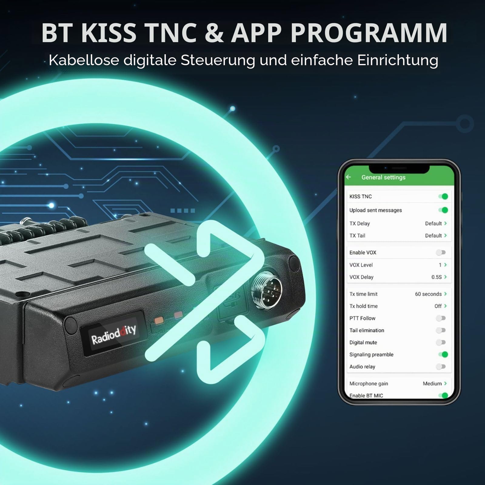 Radioddity DB50-B 50W Dualband-Mobilfunkgerät, VHF-UHF-Amateurfunk-Transceiver mit BT KISS TNC, APP-Programmierung, GPS und APRS für Offroad, LKW-Transport und Notfälle