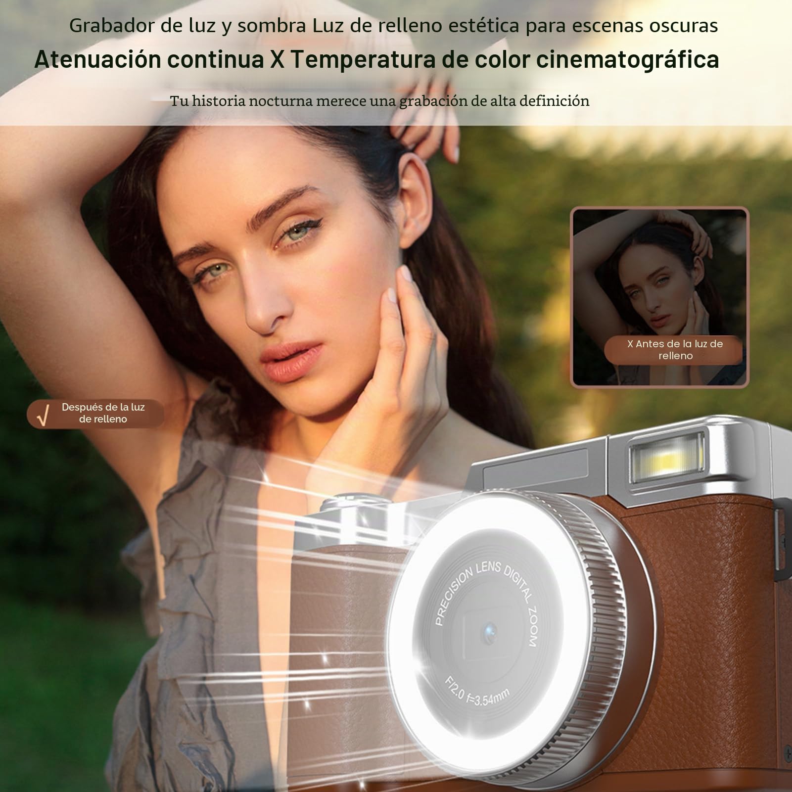 Andoer Cámara digital 4K, cámara de fotos de enfoque automático de 48 MP, cámara compacta portátil con pantalla plegable de 180°, zoom digital de 16X para niños, adolescentes, estudiantes