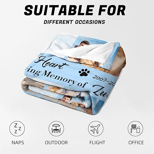 Miniatura 4 de Manta personalizada con collage de fotos de perros y gatos, manta conmemorativa personalizada para los amantes de las mascotas, manta conmemorativa