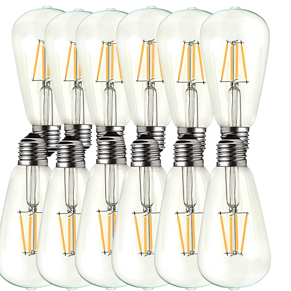 Lot de 12 Bombilla decorativa LED con filamento, ST64 E27 4W Edison Bombillas, equivalente a 40 W, estilo vintage, No regulable, Blanco cálido 2700k