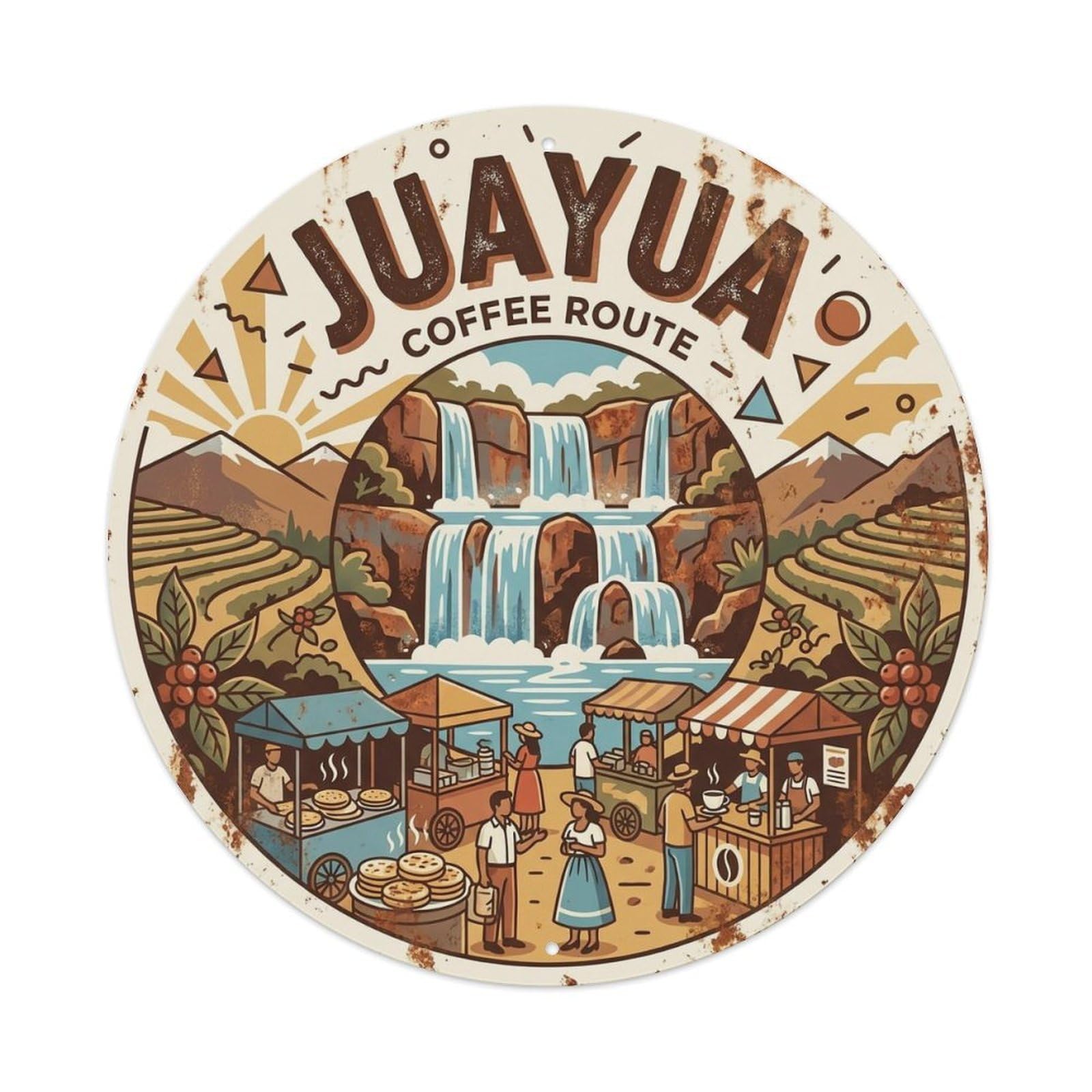 Travel Vintage El Salvador Juayua Vintage Metal Tin Sign Plaque Wall Decor for Cafe, Club Bar, Office, Garden Metal Poster 8x8Inch