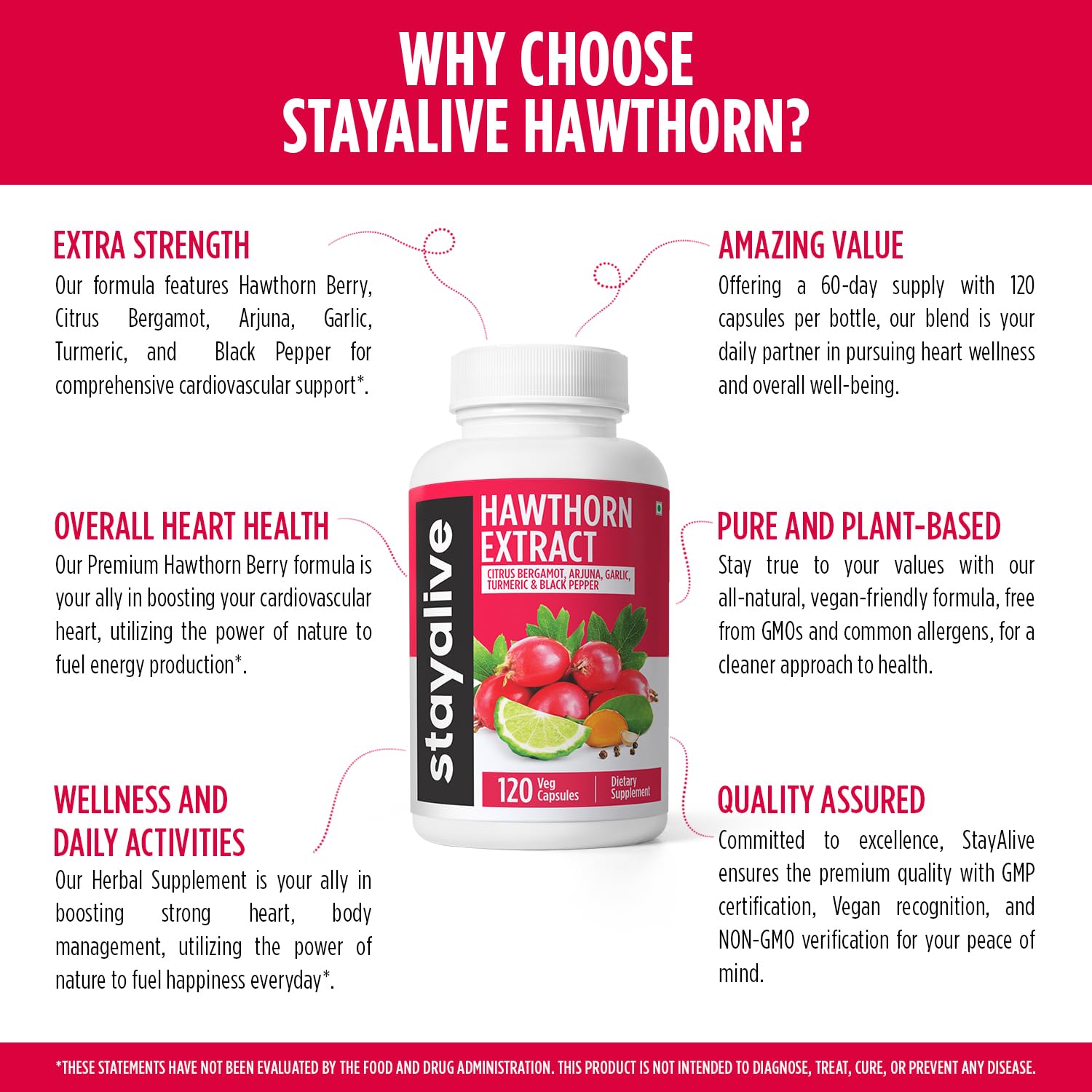 Stayalive Hothorn Berry Capsule 177300mg 20: 1 Hothorne Powder Extract, W/Citrus Bergamot, Turmeric, Black Pepper, CardioScular Heart & Immune System, Hothorn Supplement 120 Vegetarian Pills Stayalive Hothorn Berry Capsule 177300mg 20: 1 Hothorne Powder Extract, W/Citrus Bergamot, Turmeric, Black Pepper, CardioScular Heart & Immune System, Hothorn Supplement 120 Vegetarian Pills