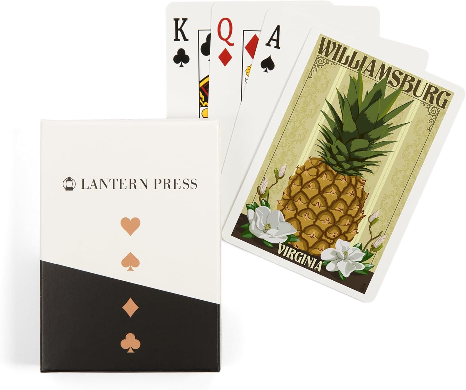 Lantern Press Williamsburg, Virginia, Colonial Pineapple, 52 Playing Cards for Adults, Poker Size Card Deck