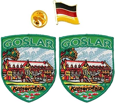 A-ONE - Germany Goslar Shield Patch 2 Pcs + Deutschland Flag Lapel Pin, Shield Patch, Needle Pin No.087D