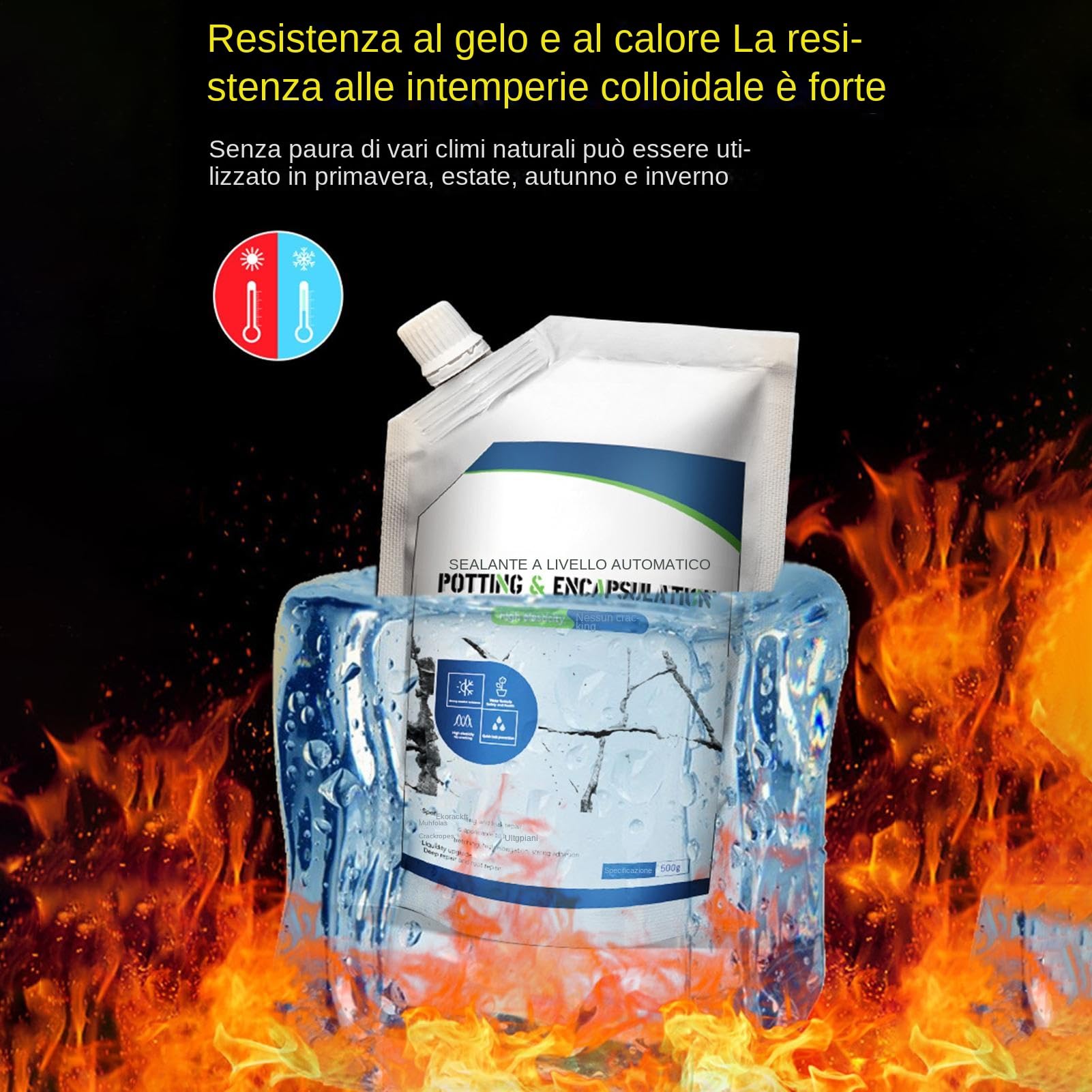 Mastice per riempitivo di crepe nel calcestruzzo - Colla autolivellante resistente agli agenti atmosferici da 500 g, sigillante per spazi vuoti ad alta resistenza e ad asciugatura rapida | Riparazione