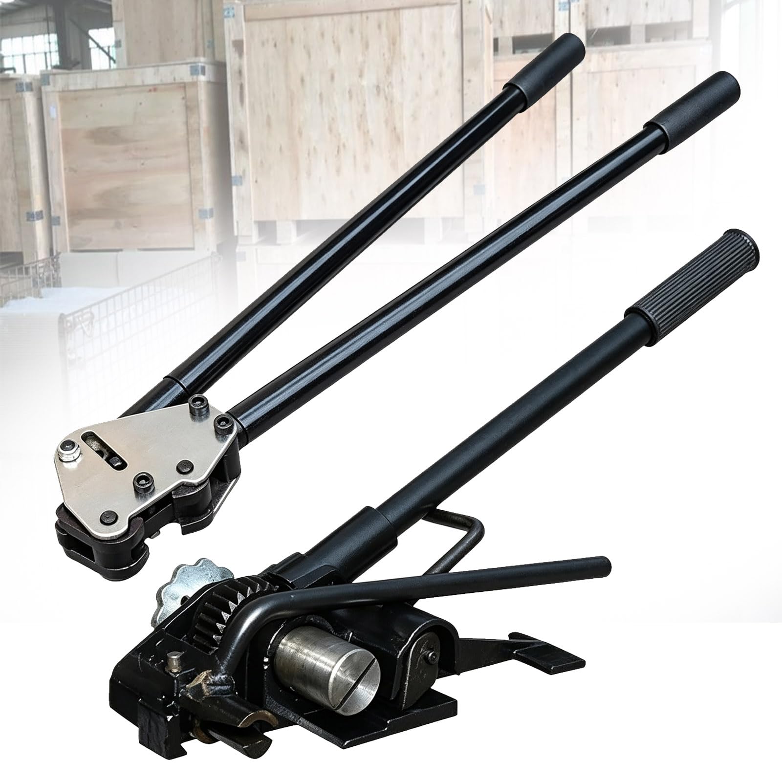 Kit De Herramientas De Flejado De Acero De Alta Resistencia De 32 Mm, Tensor De Flejes De Acero, Con Agarre Seguro, Para Embalaje Y Empaquetado. Adecuado Para Almacenes, Estaciones De Embalaje Y