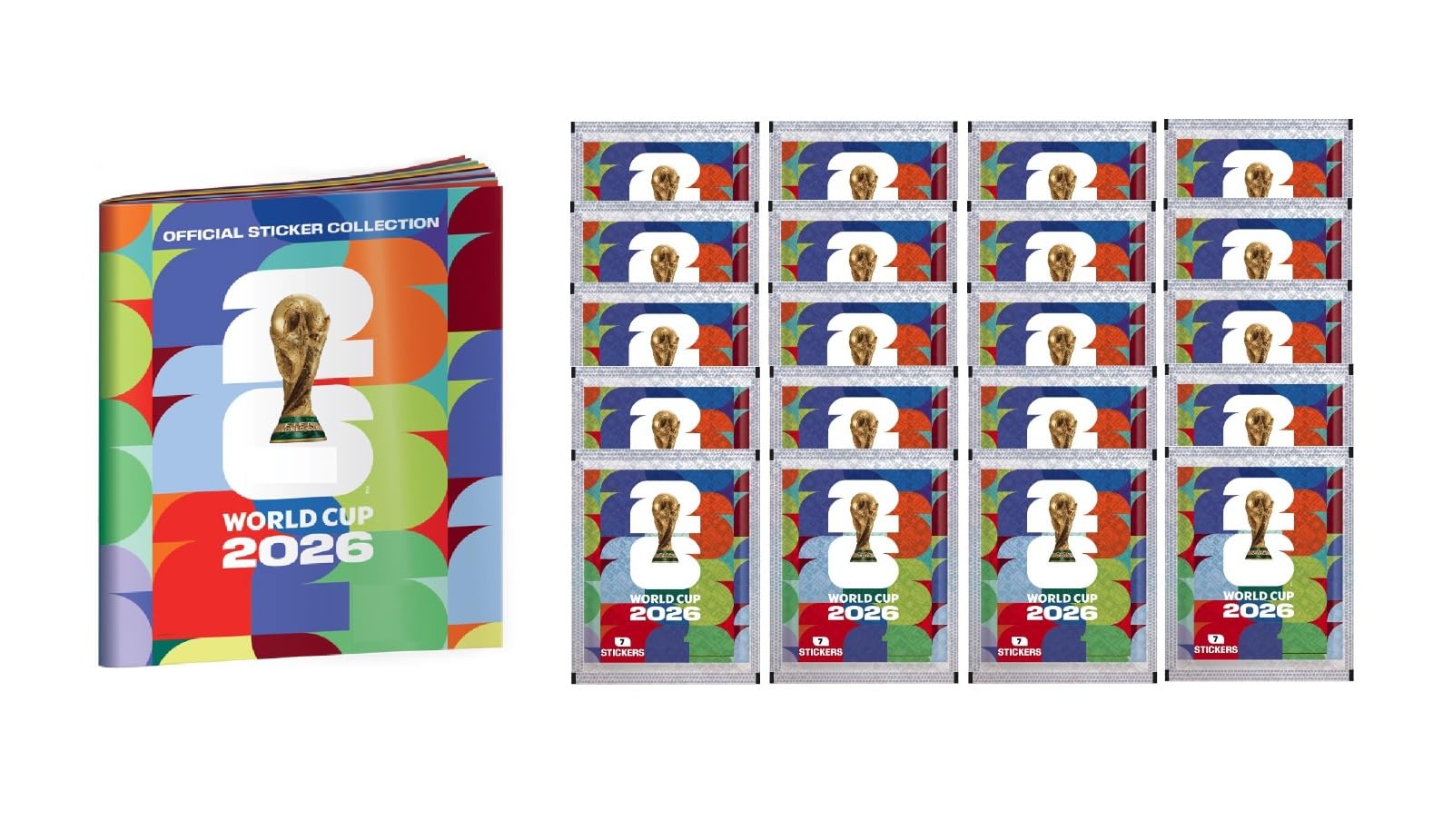 MUNDIAL USA 26 1 Album vacío (sin sobres ni cromos) + 20 sobres de cromos (pegatinas) de fútbol 2026 de España