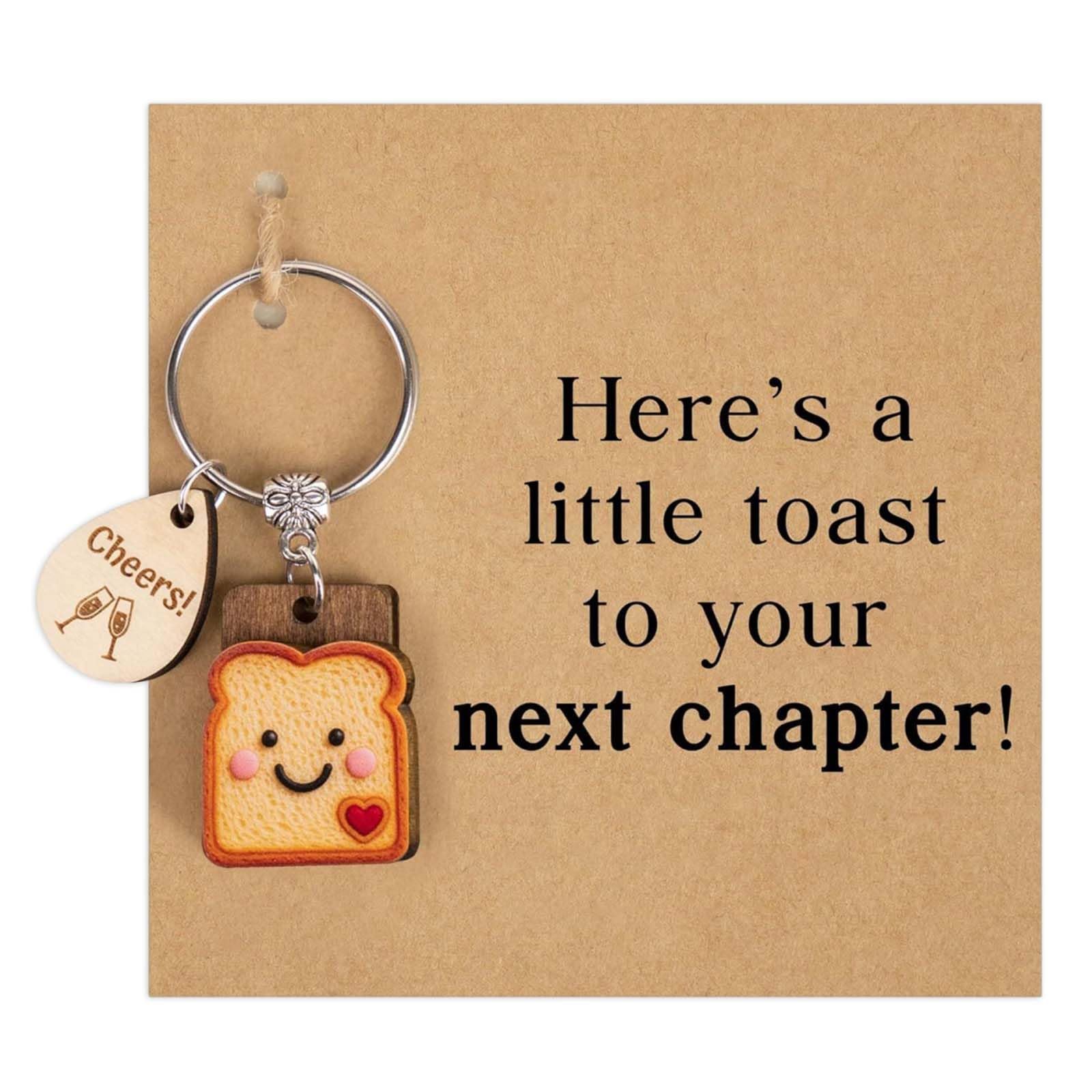 New Job Gifts for Women, Cute Toast Keychain Good Luck Gifts for Colleagues Leaving, Funny Farewell Retirement Gifts for Coworkers, Congratulations on Your New Job Keyring for Her Sister Teacher