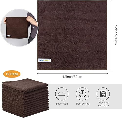 Miniatura 10 de Repasador Sinland Absorbent Microfiber Dish Cloth Kitchen Streak Free Cleaning Cloth Dish Rags Lens Cloths 12 pulgadas x 12 pulgadas Pack de 12