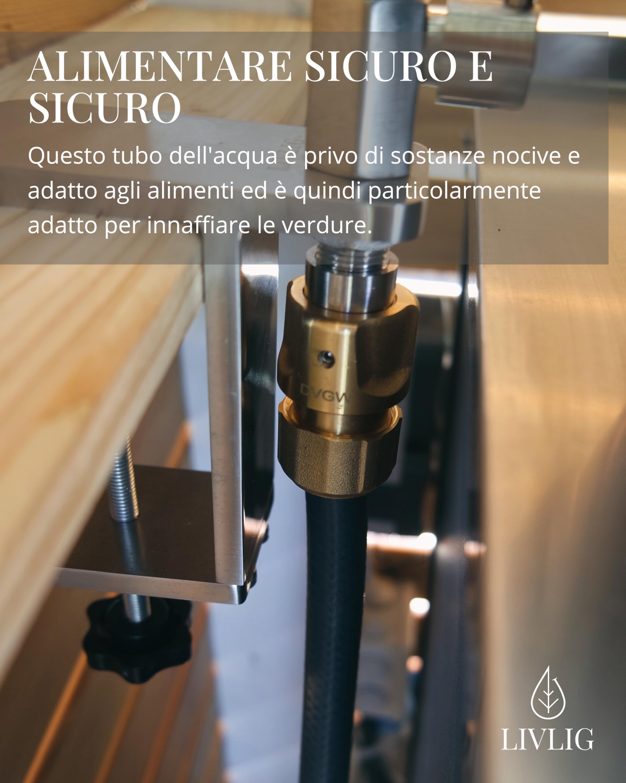 LIVLIG Tubo per Acqua 10 m 1/2 Pollice con raccordi, Tubo per Acqua Dolce per Campeggio, Cucina all'aperto o riempimento della Piscina, Tubo per Uso nel Settore dell'Acqua Potabile, Antracite